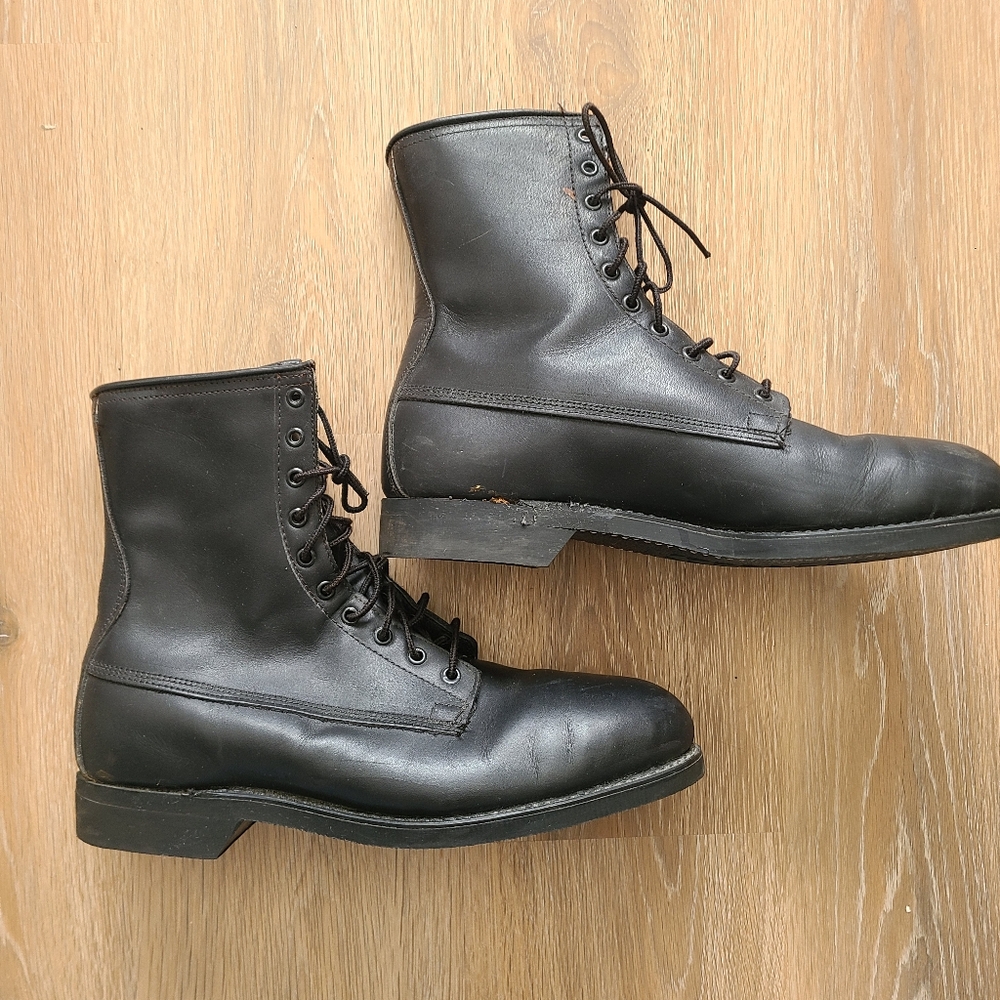 Vintage BILTRITE Combat Boots Addison Shoe Company Size 10.5 Wide Mens Steel Toe